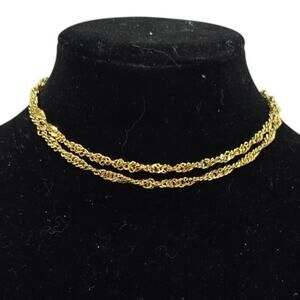 Vintage Gold Thick Twisted/Spiral/Rope Chain Long Necklace (for Layering) [J10]